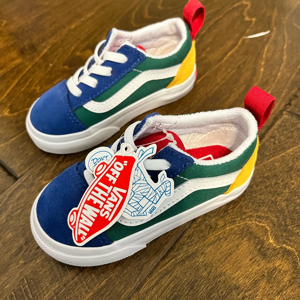 Vans Blue and Green Sneakers with Classic Design
